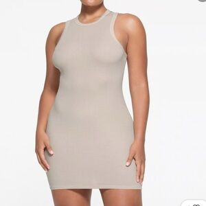 Skims cotton rib dress in color smoke 3x